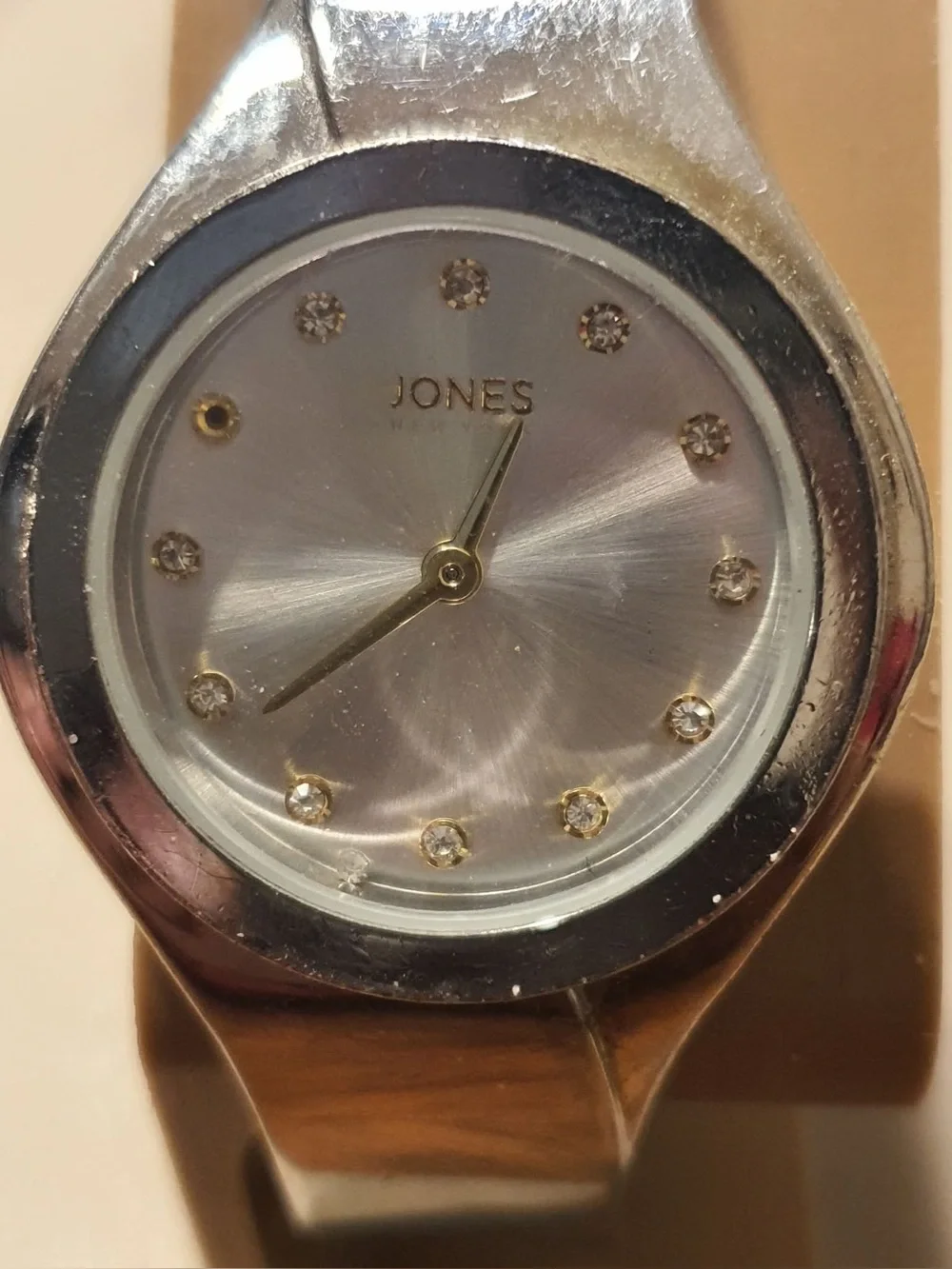 10/$20 Jones New York Silver Rhinestone Stainless Steel Women's Cuff Watch